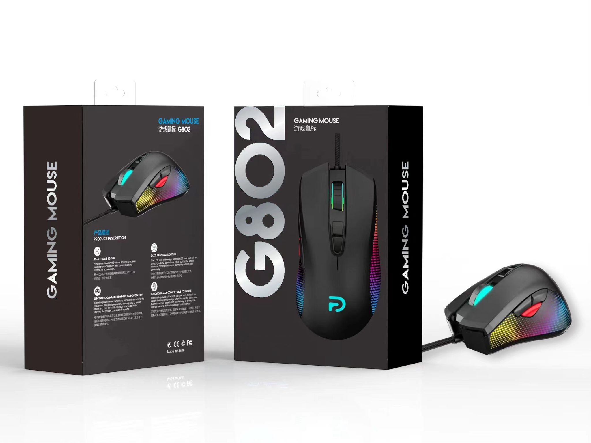 TRİO G802 7200 DPI RGB Kablolu Gaming Mouse Siyah - 6 Tuş, Ergonomik, RGB Işık Efekti